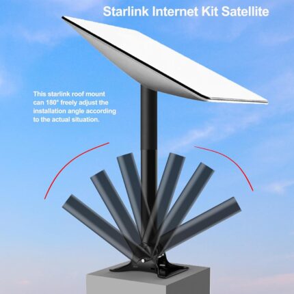 Kit de montaje Starlink Soporte de pivote de techo Starlink ajustable Soporte de poste Starlink para kit de Internet Starlink Satélite compatible con Starlink V2, negro