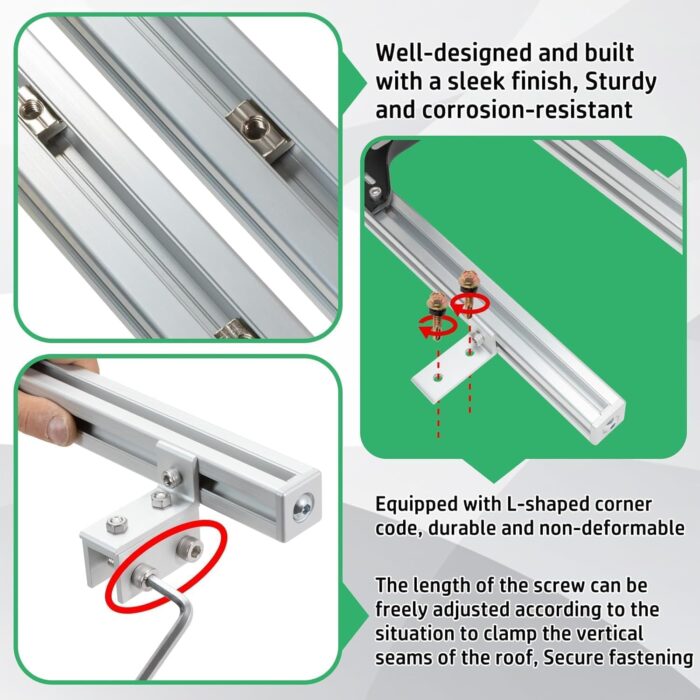 Upgrade Starlink Mount for Standing Seam Metal Roof, Adjustable Starlink Roof Mount for Starlink Internet Kit Satellite, Starlink Pole Mount for Starlink Gen 2